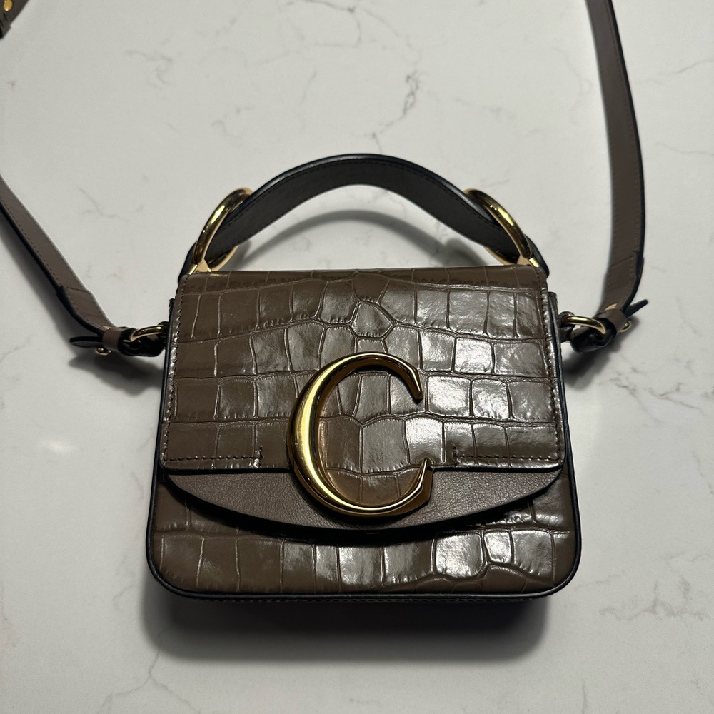 Chloe Brown Crossbody Bag with Gold Hardware